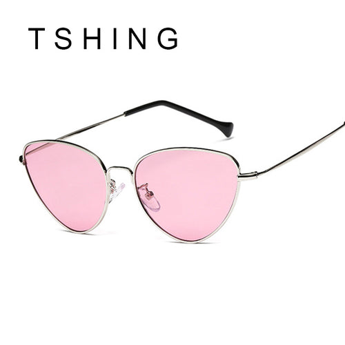 TSHING Ladies Elegant Cat Eye Sunglasses Women Fashion Brand Designer Vintage Metal Frame Sun Glasses For Female Eyewear UV400