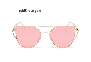 Fashion New Women Clear Lens Cat Eye Sunglasses Ladies Mirror Cateye Sun Glasses For Female