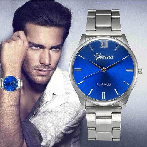 New Luxury Men Watch Roman Numbers Stainless Steel Quartz Wrist Watch Male Clock Mens Watches Relogio Masculino 2017