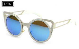 ROYAL GIRL Brand Designer Women Sunglasses Chic Cat Eye Sun Glasses Mirrored Round Glasses Shades ss087