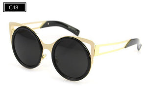 ROYAL GIRL Brand Designer Women Sunglasses Chic Cat Eye Sun Glasses Mirrored Round Glasses Shades ss087