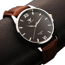 Luxury Fashion Leather Mens Glass Quartz Analog Wristwatch Noctilucent Watches