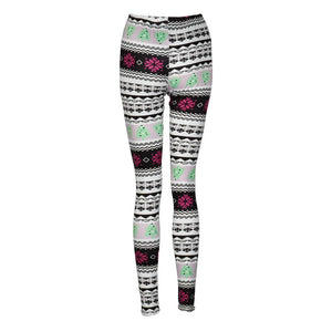 Casual Women Lady Skinny Christmas Tree Print Stretchy Pants Slim Leggings