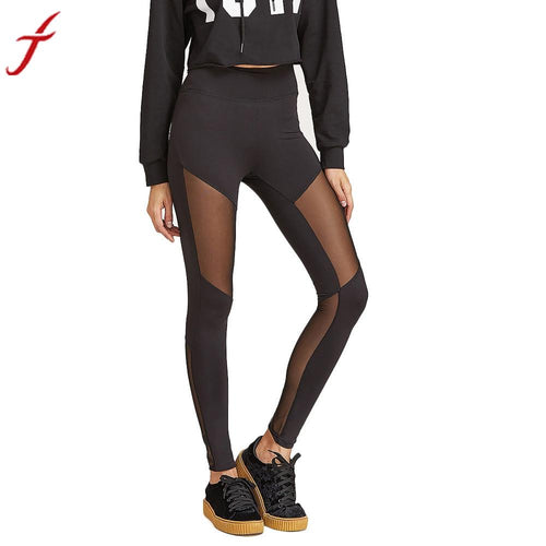 Workout Leggings 2017 Women High Waist Sexy Skinny Leggings Patchwork Mesh Push Up Pants Dry Faster pencil pants Trousers