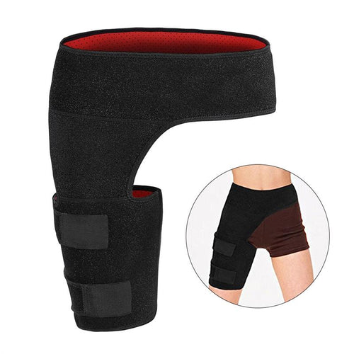 Groin Wrap Support Adjustable Groin Strain Pain Wrap Hamstring Support Brace One Size Fits Most Neoprene Brace with Stick Strap Fastener Slip Resistant for Men Women