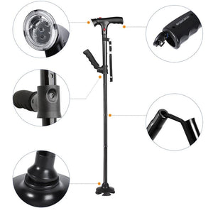 Premium Quality Adjustable LED Trusty Walking Cane for Elderly
