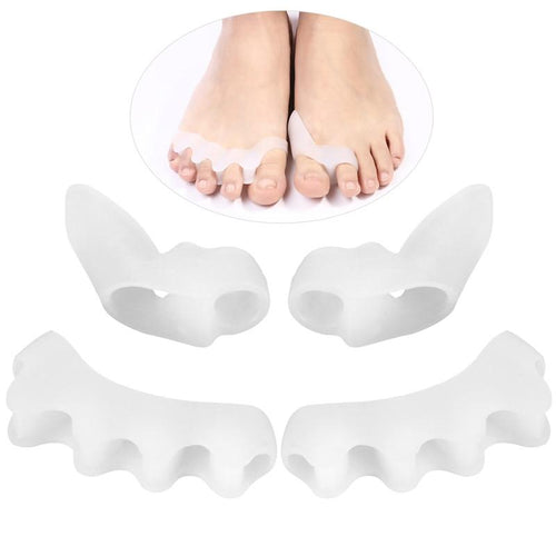 ETEREAUTY Pair of Five-Ring Gel Toe Separators & Pair of Dual-Ring Toe Spacers Toe Stretchers for Bunions Pain Relief Sore Toe Stretcher Gel Toe Protector Spacers Pads