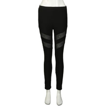 Women Yoga Pants Middle-Waisted Sexy Skinny Leggings Patchwork Mesh Push Up Fitness Athletic Pants #E5