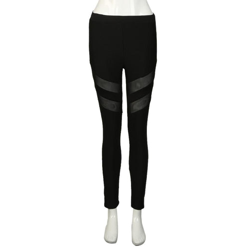 Women Yoga Pants Middle-Waisted Sexy Skinny Leggings Patchwork Mesh Push Up Fitness Athletic Pants #E5